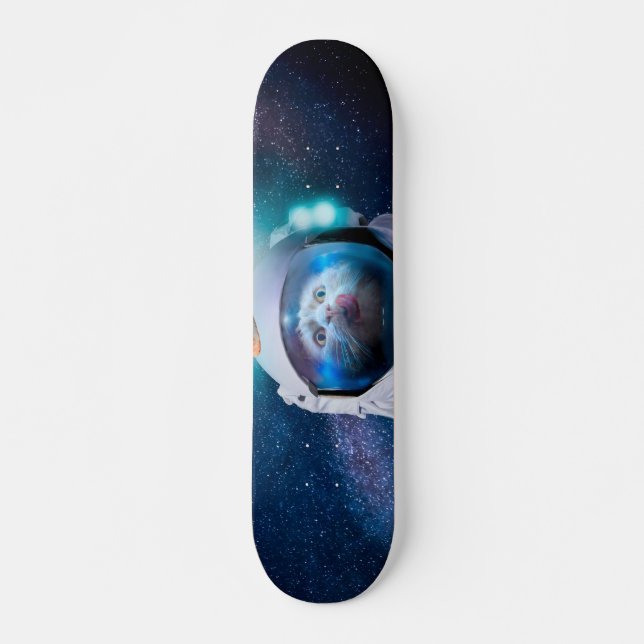 Astronaut-katt som önskar en hamburgare mini skateboard bräda 18,5 cm (Framsida)