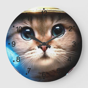 Astronaut Katt Stor Klocka