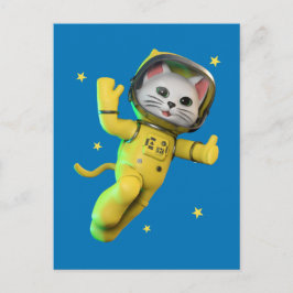Astronaut Katt Tecknad film Vykort