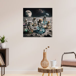 astronaut-katter och hundar på måne poster