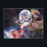 Astronaut-kattjakt på ett pizzasuccat vykort<br><div class="desc">kattungdjur,  kattungar,  kattunge kattunge,  meow kattdjur tabby whisker,  astronaut,  roligt rymdminne,  söt kärlek cosmonaut cosmos,  science rymdeman galaxy fiction,  universum pizzaost,  kattvalster,  kattungdjur,  kattunge kattunge, meow kattdjur tabby whisker</div>