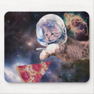 Astronaut kattjakt på pizzabagel musmatta