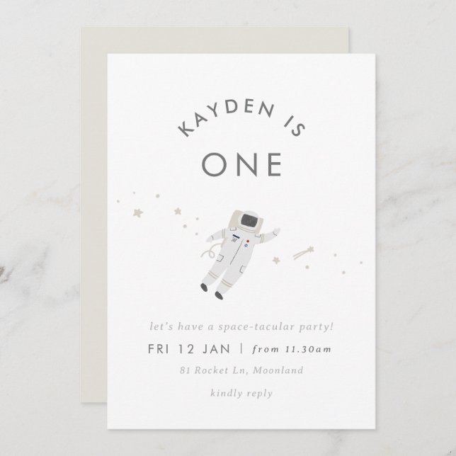 Astronaut Kids Space Födelsedagsfest Inbjudan (Fram/baksida)