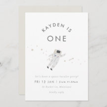 Astronaut Kids Space Födelsedagsfest Inbjudan