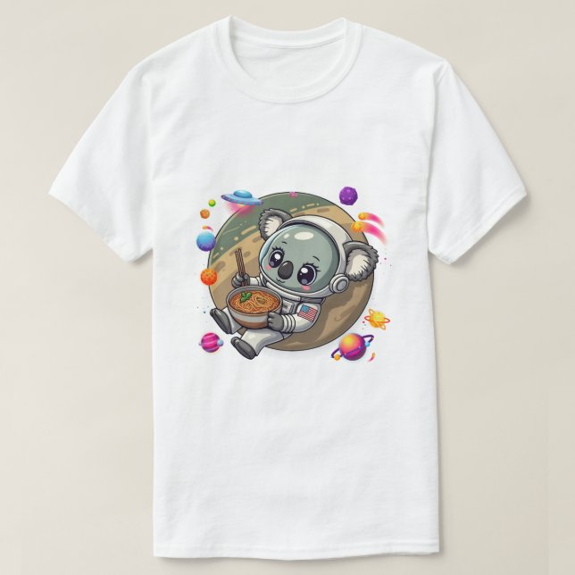 Astronaut Koala Ramen i rymden: UFO Äventyr T Shirt (Design framsida)
