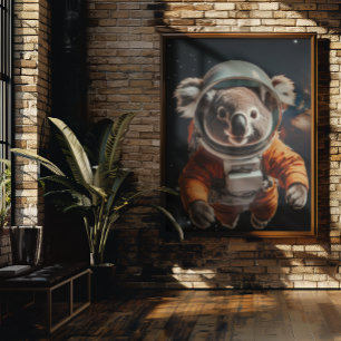 Astronaut Koala Rymd Barnkammare Affisch