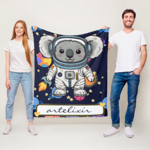 Astronaut Koala Tecknad Skriv ut Fleecefilt