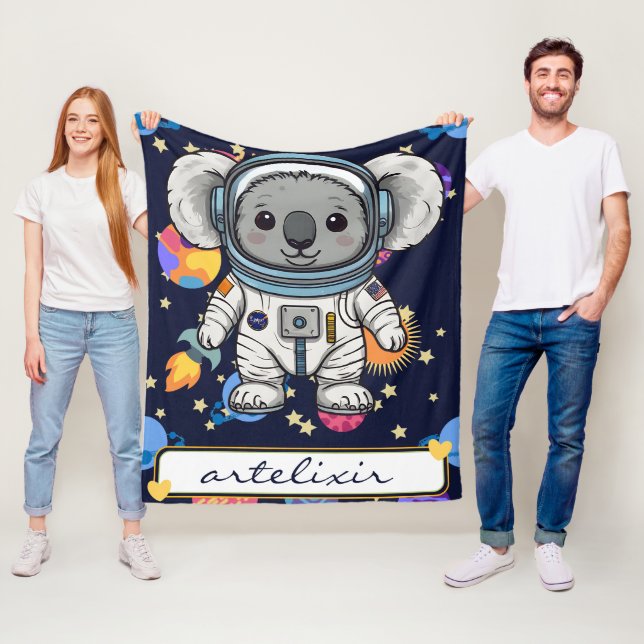 Astronaut Koala Tecknad Skriv ut Fleecefilt (På plats)