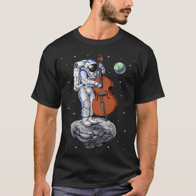 Astronaut Kontrabasist T Shirt (Framsida)