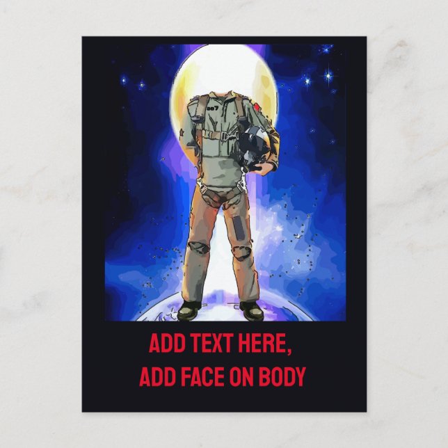 Astronaut-kort, redigera text och pic, anpassa vykort (Framsida)