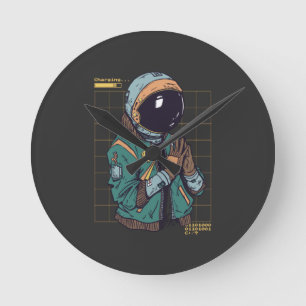 ASTRONAUT KOSTYM CYBER PUNK RUND KLOCKA
