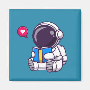 Astronaut läser söta barn i bok magnet