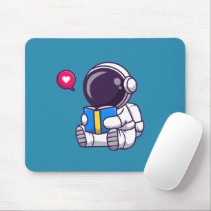 Astronaut läser söta barn i bok musmatta