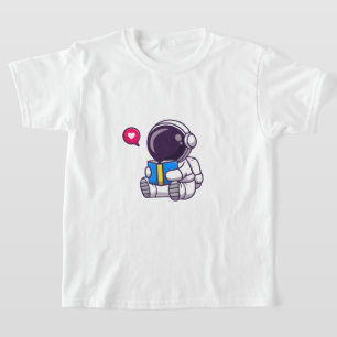 Astronaut läser söta barn i bok t shirt