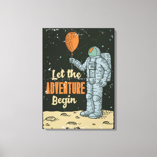 Astronaut Låt Äventyret Börja Man Grotta Canvastryck (Framsida)