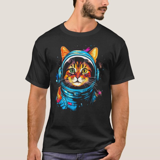 Astronaut Maine Coon Katt T Shirt (Framsida)