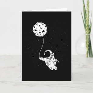 Astronaut Måne Balloon Kort