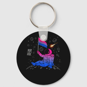Astronaut Måne Bisexual Flagga Space LGBTQ Gay pr Nyckelring