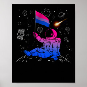 Astronaut Måne Bisexual Flagga Space LGBTQ Gay pri Poster