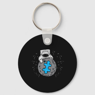 Astronaut Måne Blue Puzzle Biet Autism Awareness Nyckelring