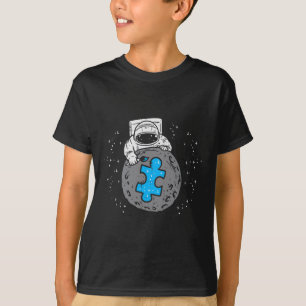Astronaut Måne Blue Puzzle Biet Autism Awareness T Shirt