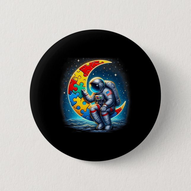Astronaut Måne Bylloon Autism Awareness Autistic K Knapp (Framsida)