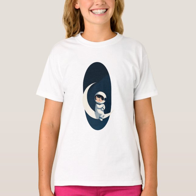 Astronaut Måne Dröm Barn T Shirt (Framsida)