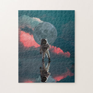 Astronaut Måne Galaxy Universe Planet Abstrakt Ar Pussel