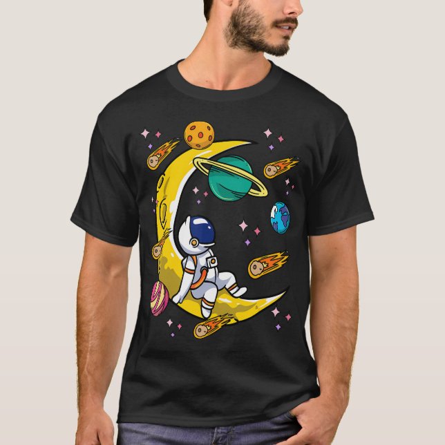 Astronaut Måne Kids Boys Girls Rymdplaneter - kome T Shirt (Framsida)