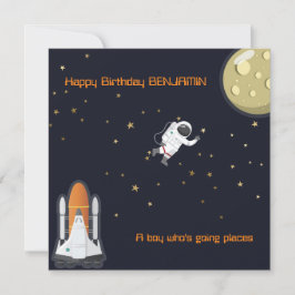 Astronaut Måne Rocket Kids Solar Roligt Platt Kort