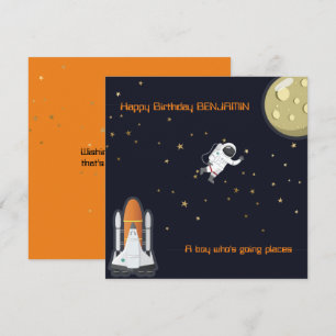 Astronaut Måne Rocket Kids Solar Roligt Platt Kort