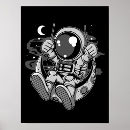 Astronaut Måne Swing Poster