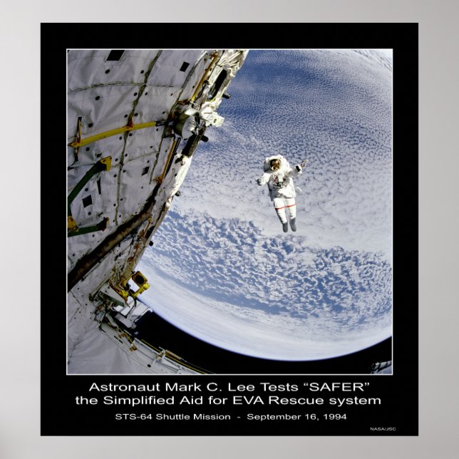 Astronaut Mark C. Lee Tests "SÄKRARE" Rädding Syst Poster (Framsidan)