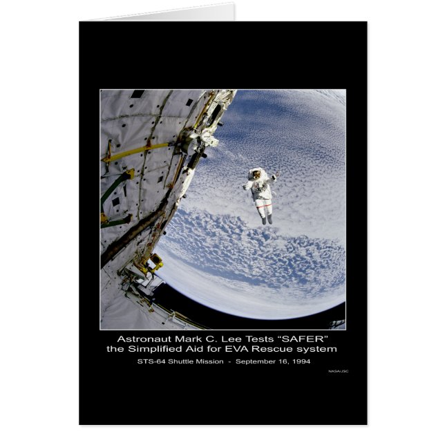 Astronaut Mark C. Lee Tests "SÄKRARE" STS-64 Shutt Hälsningskort (Framsidan)