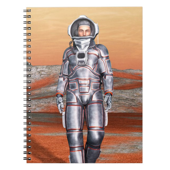 Astronaut Mars Explorer Alien Planet Rymd Konst Anteckningsbok (Framsidan)