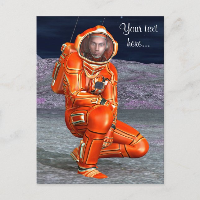 Astronaut Mars Explorer Alien Planet Rymd Konst Vykort (Framsida)