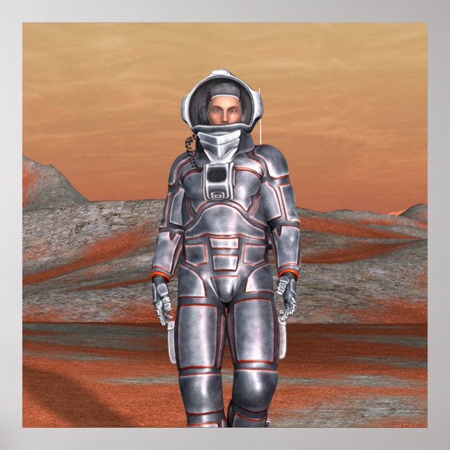 Astronaut Mars - Rymdutforskare på främmande plane Poster (Framsidan)