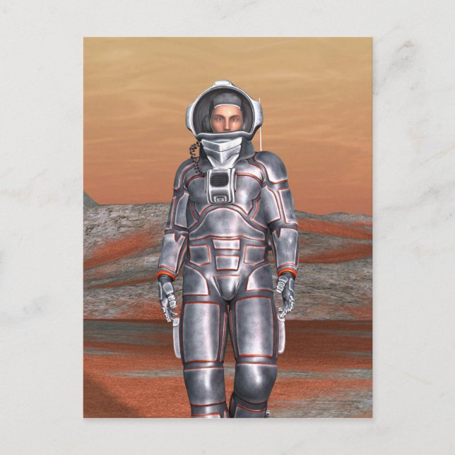 Astronaut Mars - Rymdutforskare på främmande plane Vykort (Framsida)