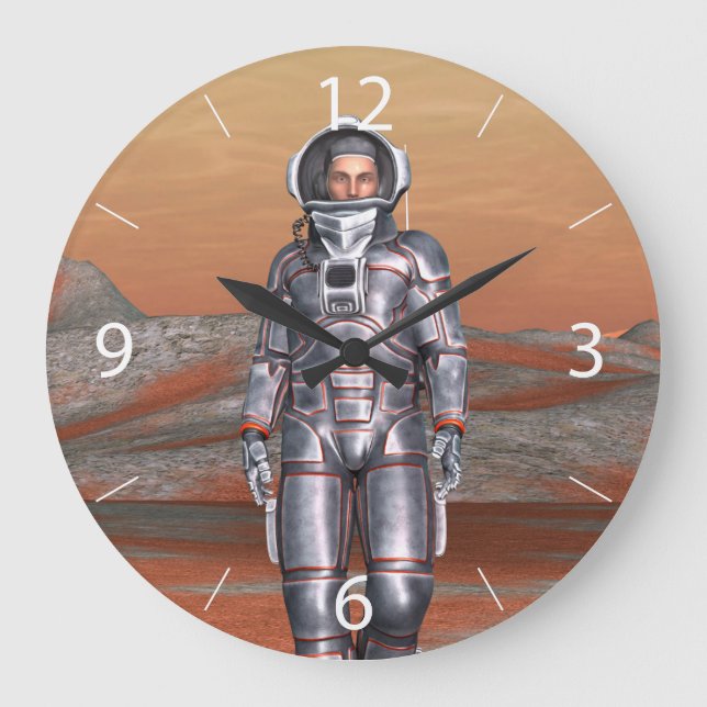 Astronaut Mars - Rymdutforskare på utomjordisk pla Stor Klocka (Framsida)
