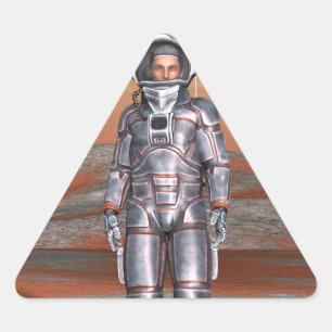 Astronaut Mars - Rymdutforskare på utomjordisk pla Triangelformat Klistermärke