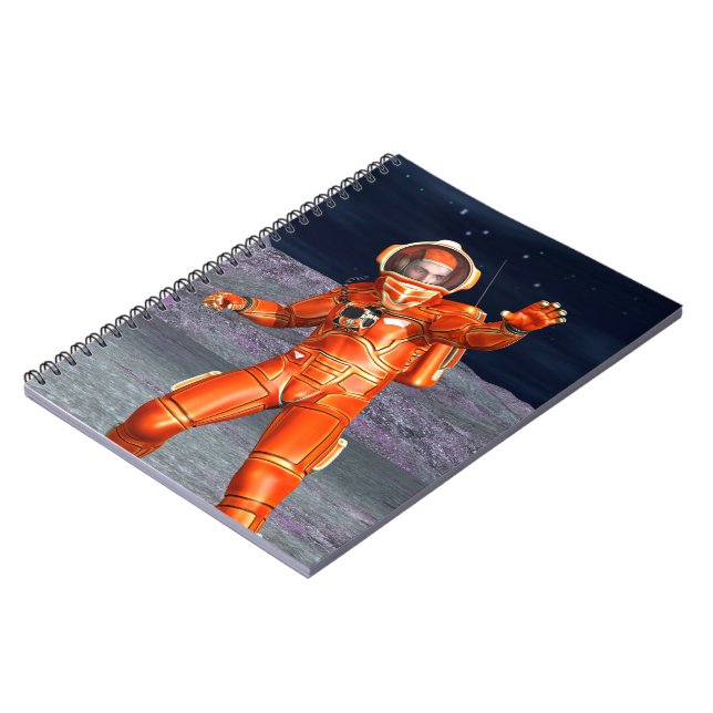Astronaut Mars Space Explorer på Alien Planet Anteckningsbok Med Spiral (Vänstra Sidan)