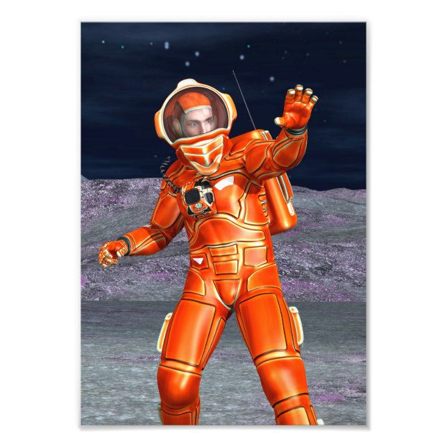 Astronaut Mars Space Explorer på Alien Planet Fototryck (Framsidan)