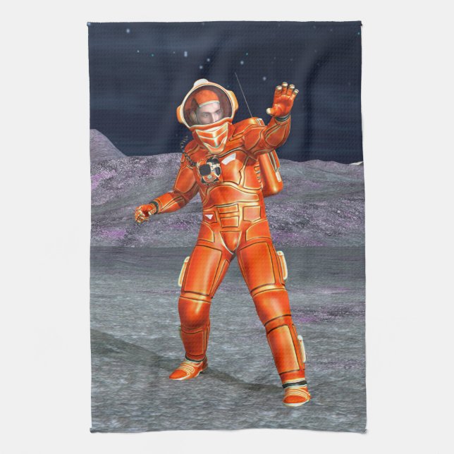 Astronaut Mars Space Explorer på Alien Planet Kökshandduk (Vertikal)