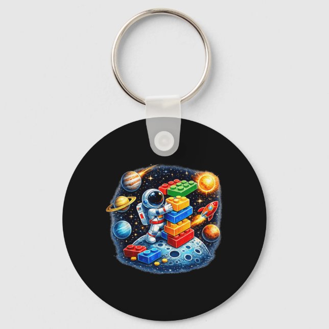 Astronaut Master Builder Byggnadsblock Sol Nyckelring (Framsida)