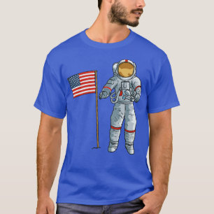 Astronaut med amerikanska Flagga Space Måne USA T Shirt
