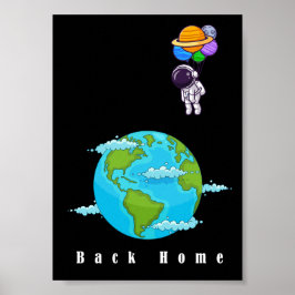 astronaut med ballong | Flerfärgad modern konst Poster
