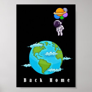 astronaut med ballong Flerfärgad modern konst Poster