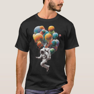 Astronaut med ballonger i rymden t shirt
