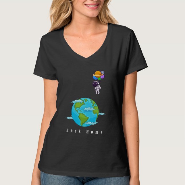astronaut med ballonger som landar jord t shirt (Framsida)