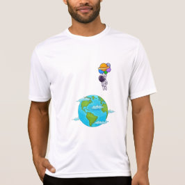 astronaut med ballonger som landar jord t shirt